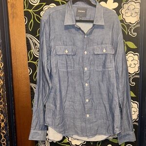 Bonobos Men's Chambray Button-Up Everyday Shirt in Denim Blue sz L
